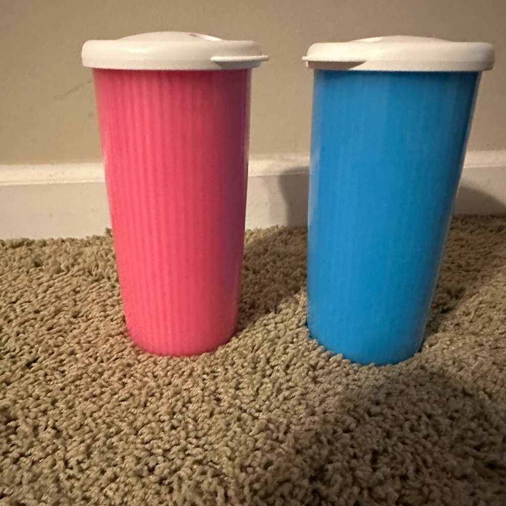 Tupperware Pink and Blue Tumblers